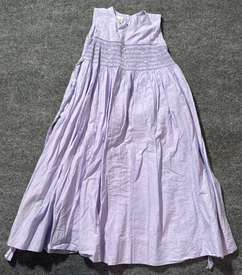 Strasburg Dress Girls 6 Smocked Purple Embroidered Floral Maxi Long Sleeveless - Image 1 of 4