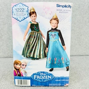 Simplicity 1222 Anna and Elsa Dress Costume Disney Frozen Childs Sz 3 8 Pattern - Picture 1 of 4