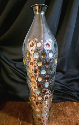 MCM Venetian Style Tall Floor Vase Colorful Glass Mosaic Home Decor Entryway - Image 1 of 4