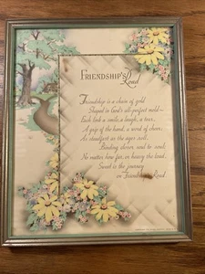 Vtg 1930s Buzza Motto Art Print “Friendship’s Road” 8.5”x11” Original frame - Picture 1 of 8