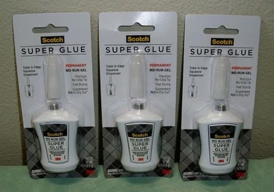 3 Scotch 3M Super Pegamento ~ Gel Permanente Sin Funcionamiento 0.14 OZ Secado Rápido Foto 1 de 3