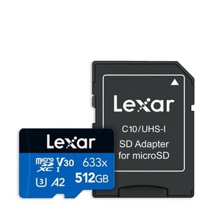 Micro Sd Memory Card With Adaptor Lexar 633X 512 Gb NEW - Picture 1 of 5