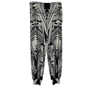 EVA VARRO Art Deco Harem Pants Black White Drop Crotch Stretch Womens L - Picture 1 of 10