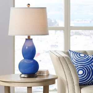 Color Plus Double Gourd 28 3/4" Dazzling Blue Glass Table Lamp - Picture 1 of 3