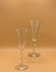 Juego de dos flautas de champán vintage Libbey Glass “Lightning Bolt” años 80 - Imagen 1 de 7
