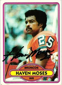 Haven Moses #496 signiert 1980 Topps NFL Football Karte AUTO Broncos - Bild 1 von 2
