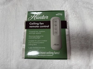 HUNTER 99770 UNIVERSAL FAN LIGHT REMOTE CONTROL WITH RECEIVER - Picture 1 of 9