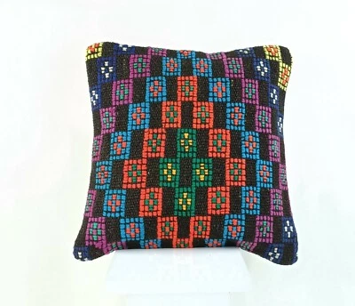 Kilim Pillow Cover 16x16 Vintage Decorative Cushion Turkish Kilim Pillow A692 - Image 1 of 4