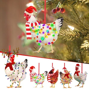 Scarf Chicken Ornaments Christmas Decoration Christmas Holiday Decorations Wood - Picture 1 of 39