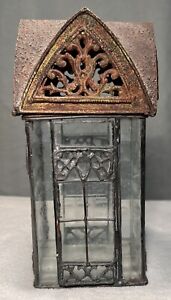 Leaded Glass/Metal Conservatory Votive Candle Holder