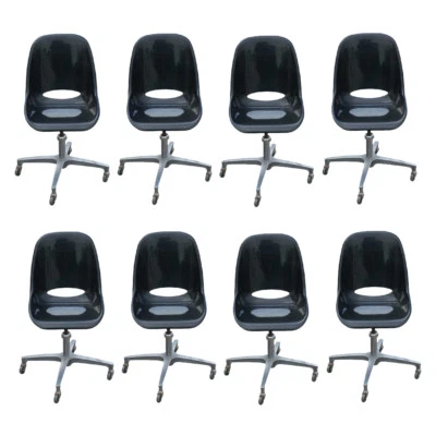 (8) Mid Century Modern Black Acrylic Adjustable Chairs (MR10551) - Image 1 of 4