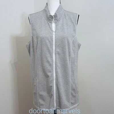 Quacker Factory Cotton Vest w/Pockets & Rhinestones Zipper Women sz Large NWT - Image 1 of 4