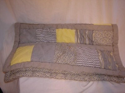 Trend Lab Baby Quilted Comforter Plush Blanket Patchwork Grey and Yellow Color - Image 1 of 3
