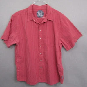 Life Is Good Mens Button Up Shirt XL Pink Short Sleeve Striped Pocket - Picture 1 of 7