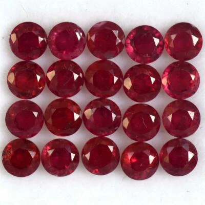 Wholesale Lot of 3.5mm Round Facet Natural Mozambique Ruby Loose Calibrated Gems - Image 1 of 4
