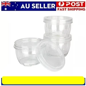 9pc Clear Stack n Twist Plastic Screw Top Storage Container Jar Jars W Lid 350ml - Picture 1 of 6
