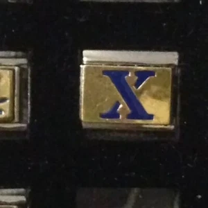 Blue Letter X - Initial Team School - Italian Charm Bracelet Link 9mm - Picture 1 of 1
