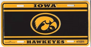 Placa de matrícula de aluminio amarillo y negro Iowa Hawkeyes - Imagen 1 de 1