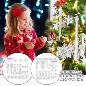 Christmas Snowflake Ornament Hanging Pendant Xmas Tree Home Decor 27/40 Pcs - Picture 1 of 14