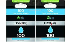 2 Stück Original Lexmark 100 Cyan Tinte 14N0900 werkseitig versiegelt - Bild 1 von 1