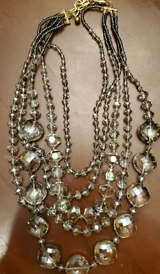 Classic 5 Strand (Multi-strand) crystal  Necklace Grey. - Изображение 1 из 4