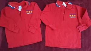 DOS (2) CAMISETAS BABY B'GOSH EQUIPO DE CARRERAS ROJAS 18 MESES DE COLECCIÓN * GEMELOS * EXCELENTE CONDICIÓN - Imagen 1 de 2