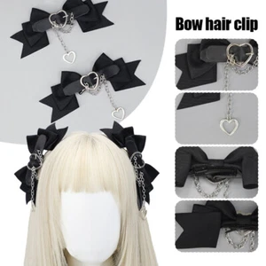 Horquilla Negra Oscura Dulce Cosplay Accesorios Genial Niña Lazo Grande Prendas para la cabeza Lolita - Imagen 1 de 12