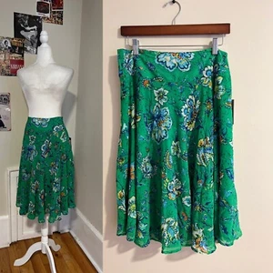 NWT 89th and madison 10 Green Floral Flowy Skirt - Picture 1 of 11
