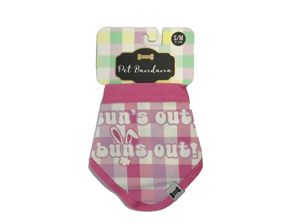 Bandana Woof Pet S/M (13-15") Rosa Damas “Suns Out Buns Out” Tema de Pascua NUEVO Foto 1 de 4