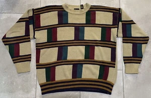 Vintage Structure Men's Crew Neck Sweater, Multicolor Geometric, Size Medium - Picture 1 of 6