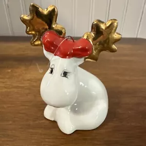 Dept 56 ornamento alce in ceramica dipinto a mano vintage - Foto 1 di 6