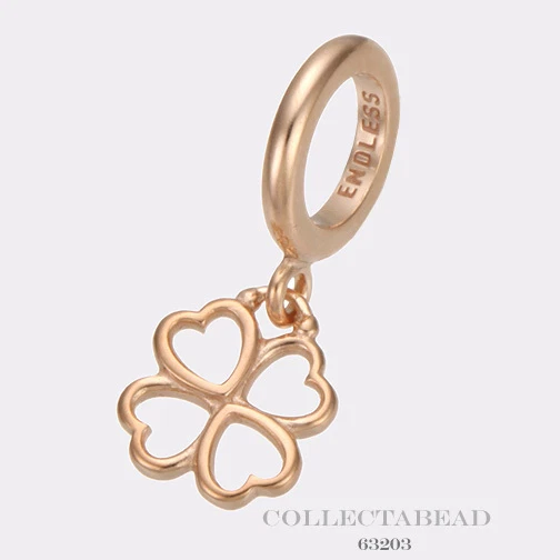 Authentic Endless Silver Rose Gold Plated Clover Rose Gold Bead 63203 - Image 1 of 1