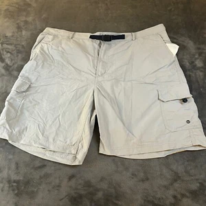 Lands End Cargo Shorts Hiking Travel Activewear Belted Outdoor Gray Mens XXL 44" - Picture 1 of 11