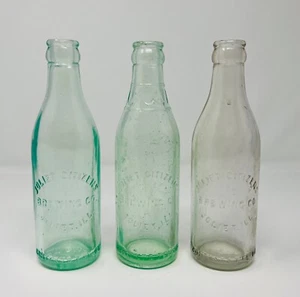 VINTAGE 1933-48 JOLIET IL CITIZENS BREWING CO 7oz EMBOSSED CLEAR BEER BOTTLES x3 - Picture 1 of 24