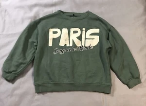 Zara Sweater Girls 11-12 Years Green White Creme Paris - Picture 1 of 10