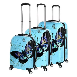 Custodia rigida 4 ruote spinner valigia PC cabina a mano carrello bagagli farfalla - Foto 1 di 1
