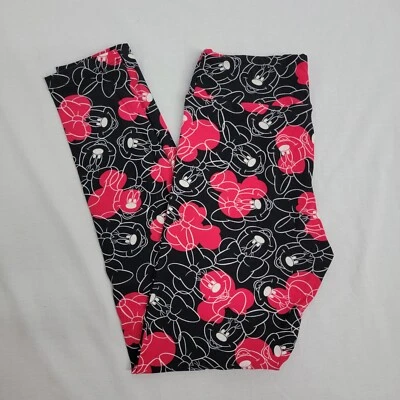 Leggings Lularoe Disney Minnie Mouse negro rosa patrón integral para mujer OS Foto 1 de 4