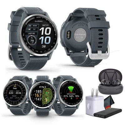 Garmin Approach S44, paquete de reloj inteligente de golf GPS de silicona plateado/crepúsculo Foto 1 de 4