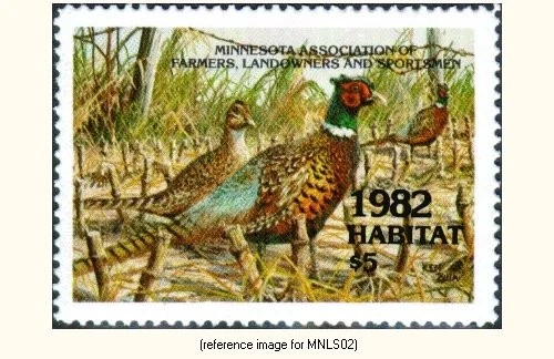 HALFPRICESOCIETY Minnesota Farmers, Landowners 1982 $5 Stamp (pheasant) - Image 1 of 1