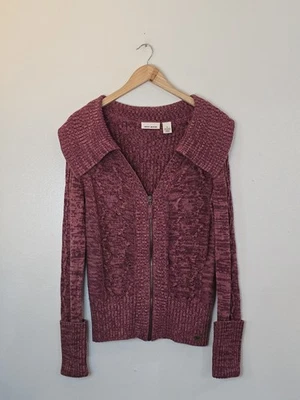 Suéter DKNY Cremallera Completa Tejido con Cable para Mujer Talla Mediana Acogedor Cabina Núcleo Terroso Foto 1 de 4