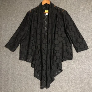 Ruby Rd Cardigan Womens L Black lace Drape Open Front Layering Top Witchigoth - Picture 1 of 9