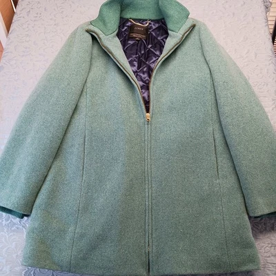 J Crew Lodge Coat Italian Wool Stadium Cloth Nello Gori Turquoise Jacket Size 14 - Image 1 of 4