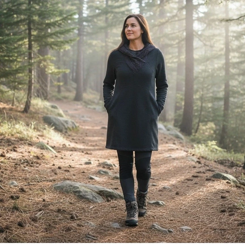 Prana Organic Sweatshirt Dress Womens M Outdoors Cable Knit Cozy Winter Gorp  - Image 1 of 4