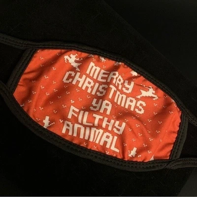 Unisex Adult "Merry Christmas Ya Filthy Animal" Reusable Cloth Face Mask - Image 1 of 3