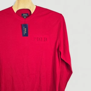 Polo Ralph Lauren Hombres Rojo Tejido Gofre Manga Larga Cuello Redondo Camisa XL Prendas para dormir - Imagen 1 de 10