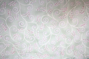 PINK SWIRLS ON GREEN BY DENA FOR IN THE BEGINNING FABRICS - 100% COTTON FABRIC - Picture 1 of 4