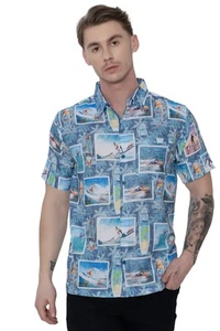 HAPPY BAY Men's Hawaiian Shirts Short Sleeve Button Down Shirt Men's Hawaii - Picture 1 of 3
