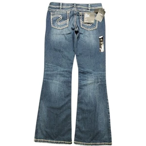 Jeans donna argento nuovi con etichette etichetta 34 x 34 blu suki bootcut curvy vita media lavaggio scuro - Foto 1 di 16