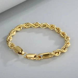 Elegant 18K Gold 925 Sterling Silver 4mm Chain Bracelet for Men and Women - Picture 1 of 26