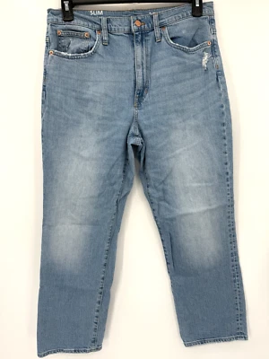 Jeans feminino J Crew slim boyfriend 30 cintura alta elástico desgastado - Imagem 1 de 4